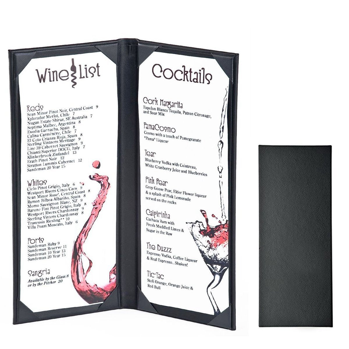 Book Style Double Fold Panel Menu Cover for Cafe, Restaurant Menu Covers, Juice and Beverage Folder