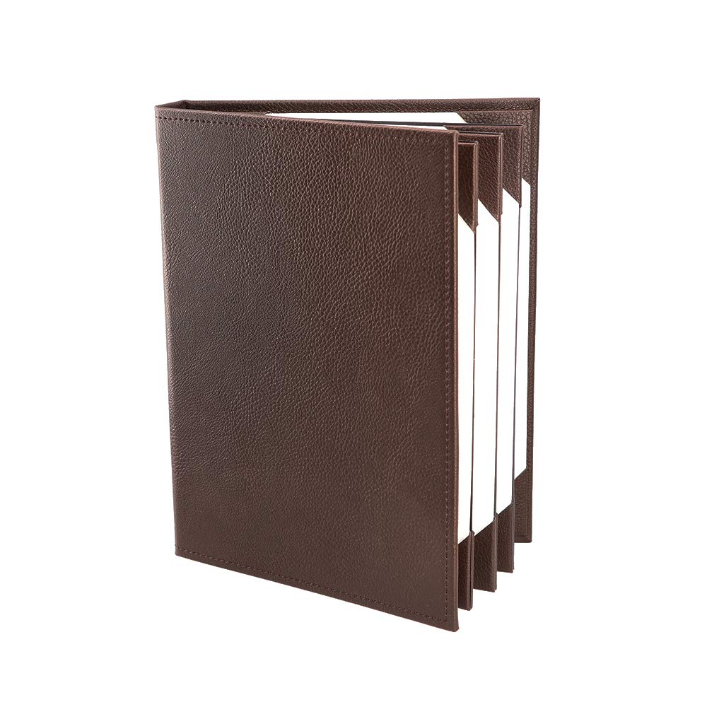 Restaurant Leather Menu Covers Folder 9x12" Inches, 6 panel 10 view folder: Brown