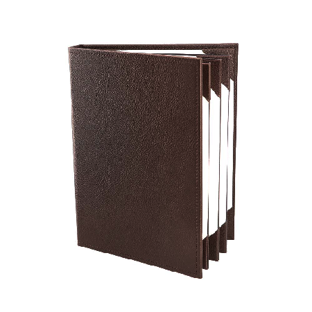 Restaurant Leather Menu Covers Folder 9x12" Inches, 7 panel 12 view folder: Brown