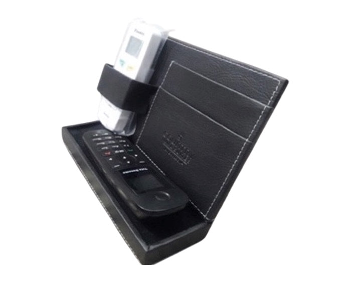 Leather Remote Control Holder TV Remote Caddy Storage Box/Tray, Desktop Organizer Store Controller,Glasses,Brush,Media Player,Pen,Space Saver for Bedside Table/Office Desk