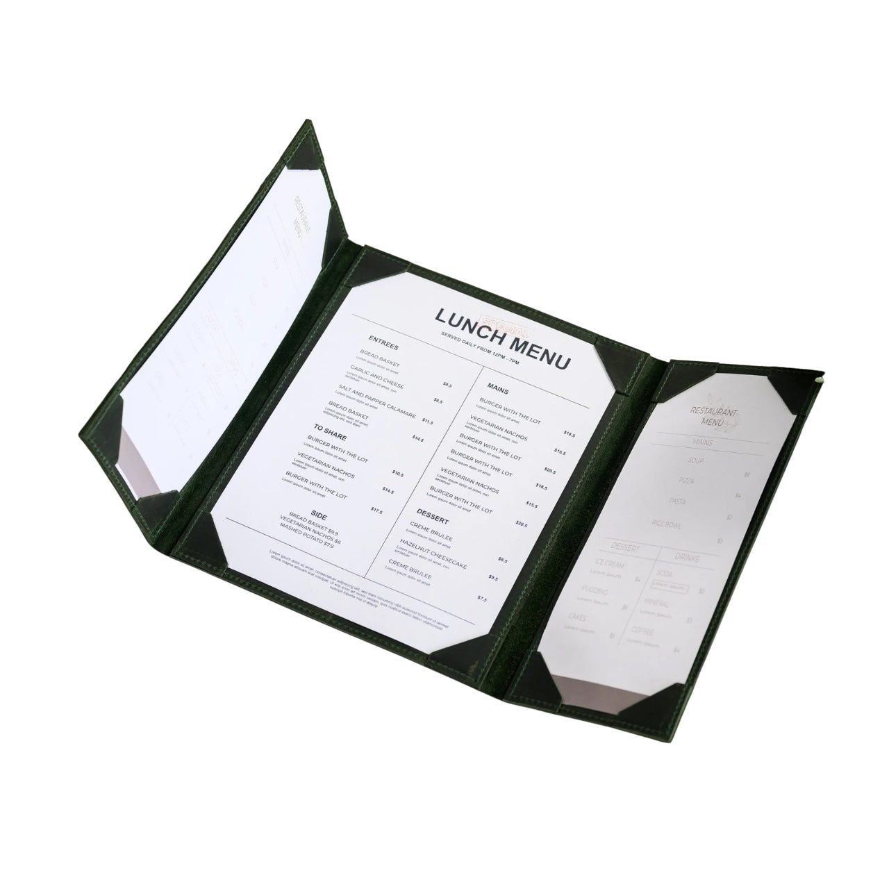 Leather Menu Covers Gate Style (3 Panel 3 View folder) : 50 Pcs Pack