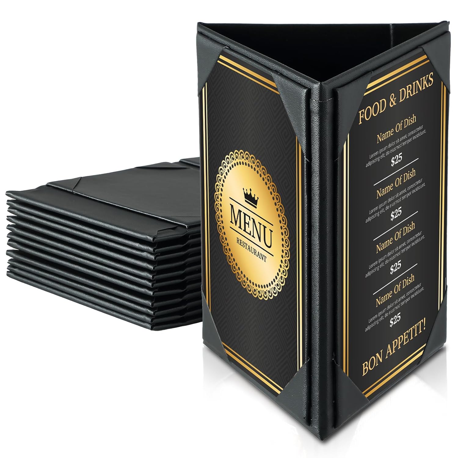Leather Menu Sign Display Stand for cafes bars or Restaurant Presenter, Menu Holder Menu Covers for Specials or Drinks Black, PU Leather: 4x8"