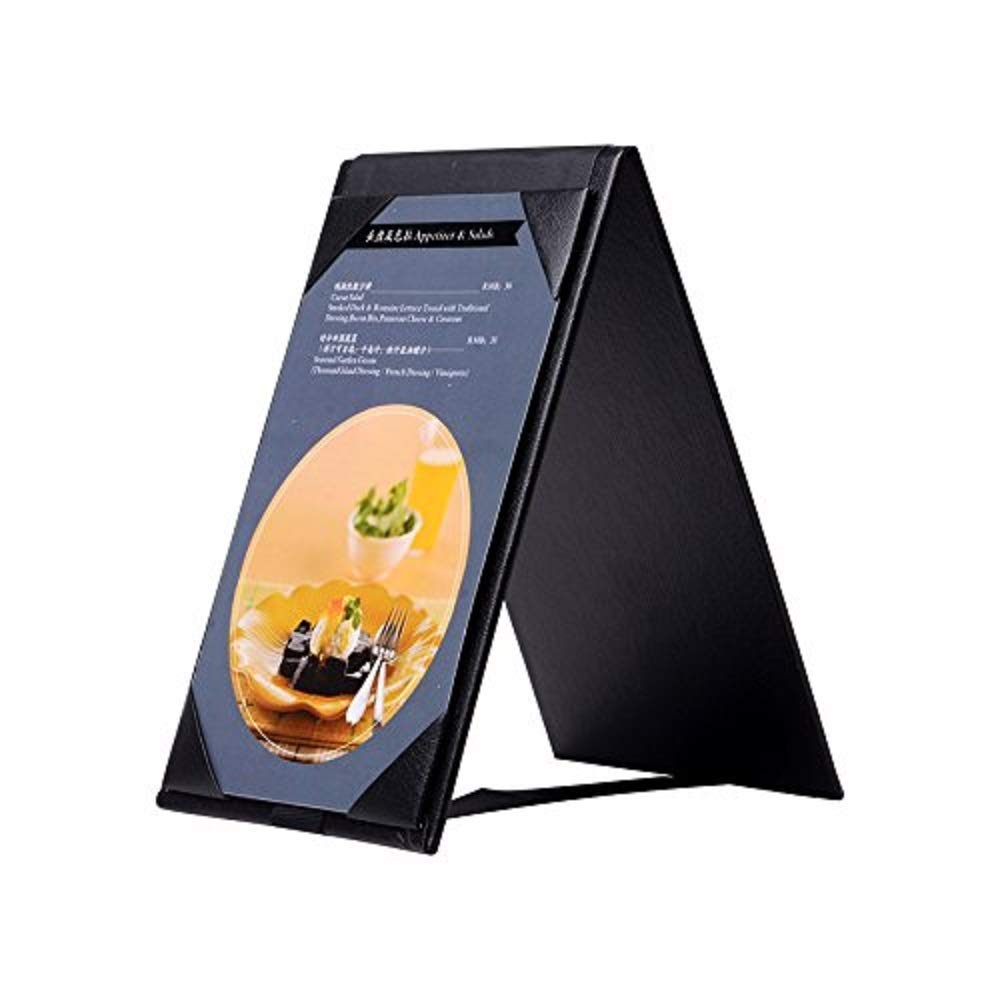 Leather Menu Sign Display Stand for cafes bars or Restaurant Presenter, Menu Holder Menu Covers for Specials or Drinks Black, PU Leather: A4