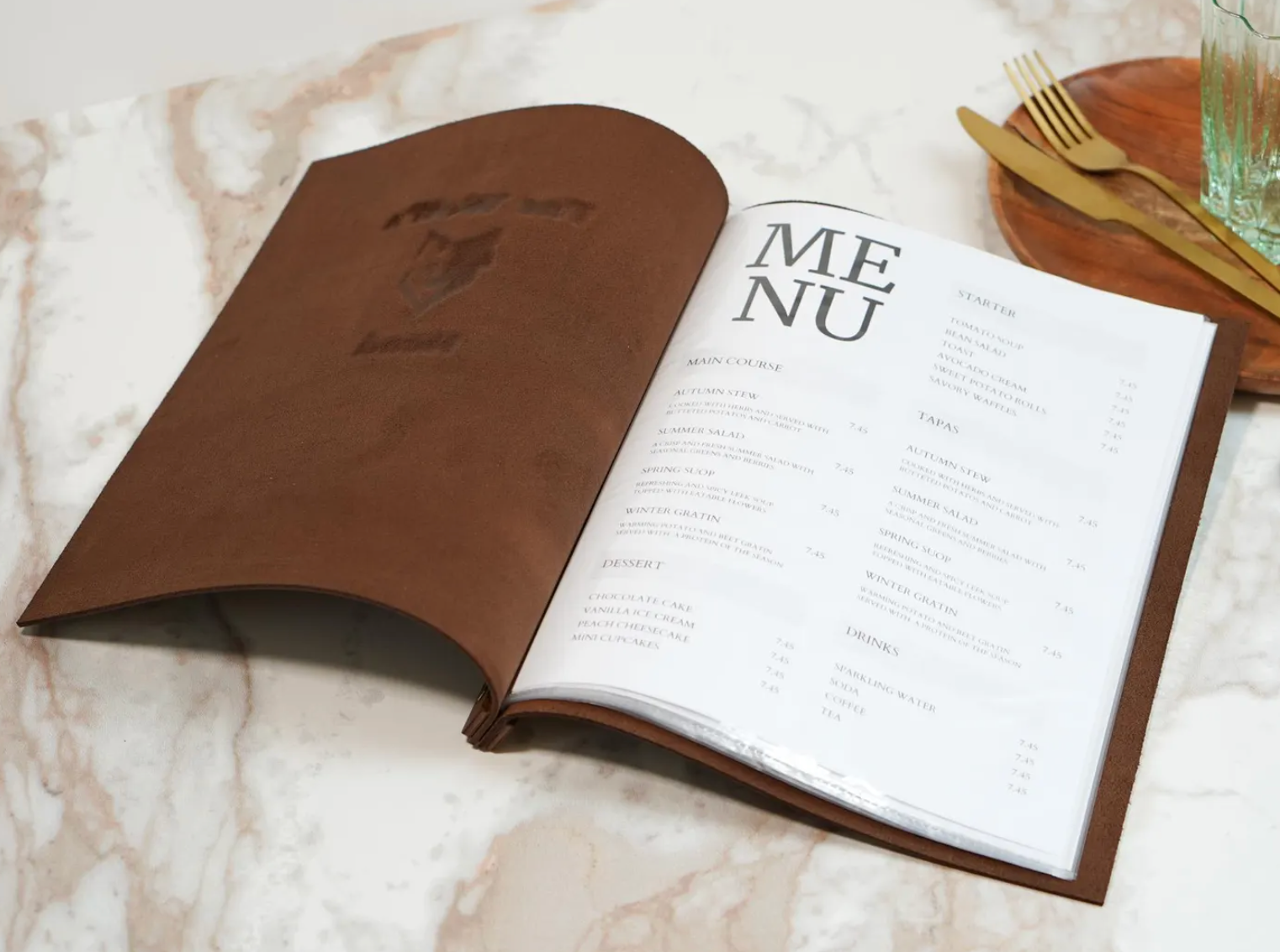 Premium Leather Menu Cover – Professional Restaurant, Hotel & Café Menu Folder for Food, Drink & Wine Lists: A4