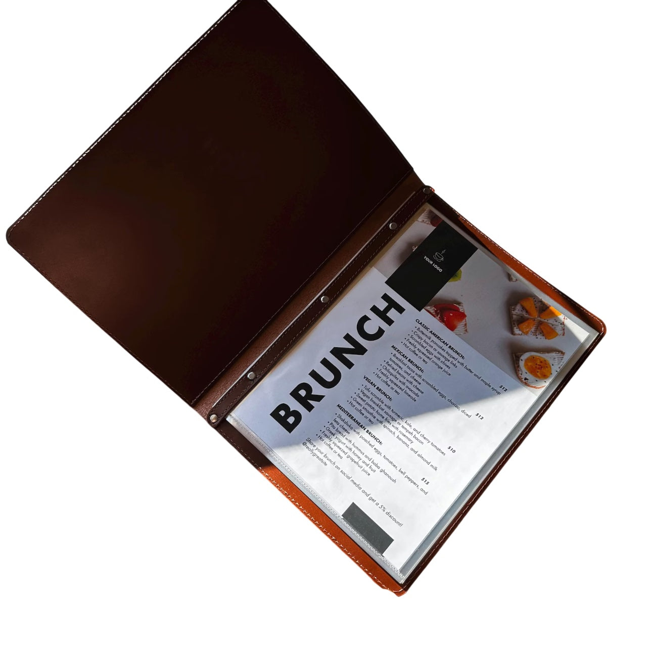 Premium  PU Leather Menu Cover with Screw Fitting – Professional Restaurant, Hotel & Café Menu Folder for Food, Drink & Wine Lists: 50 Pcs Pack
