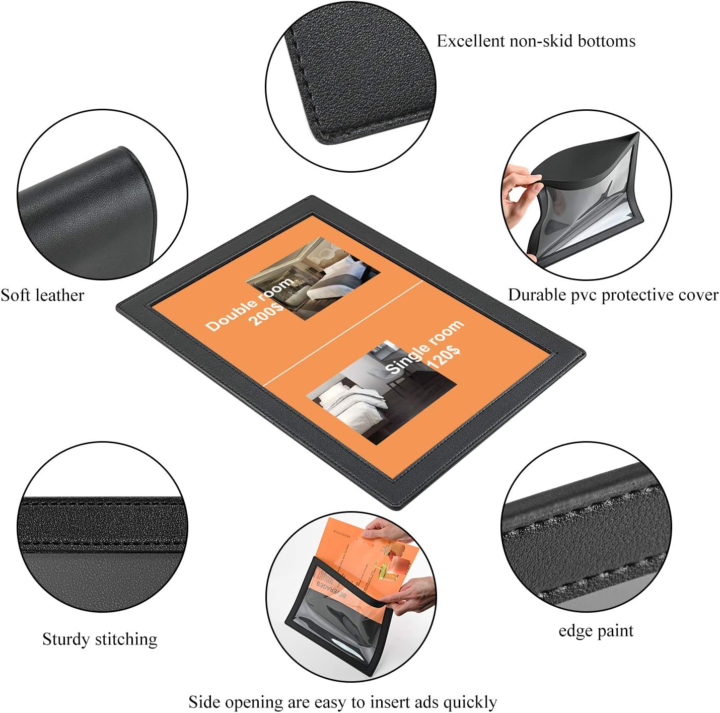 Single View Restaurant Menu Cover , Cocktail Display, Bar Folder, Single View Menu Holder for Restaurant, Bar, Lounge, Drinks, Wine List: A4 Size