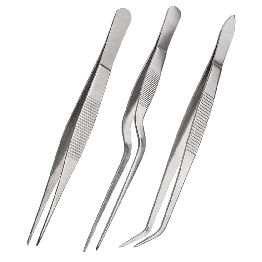 Divris 3 Pcs Kitchen Tweezers Tongs, 6.3" Stainless Steel Fine Tweezers Set, Professional Food Tweezers Tongs for Cooking, Baking, Repairing, Pet Feeding : 50 Sets Pack