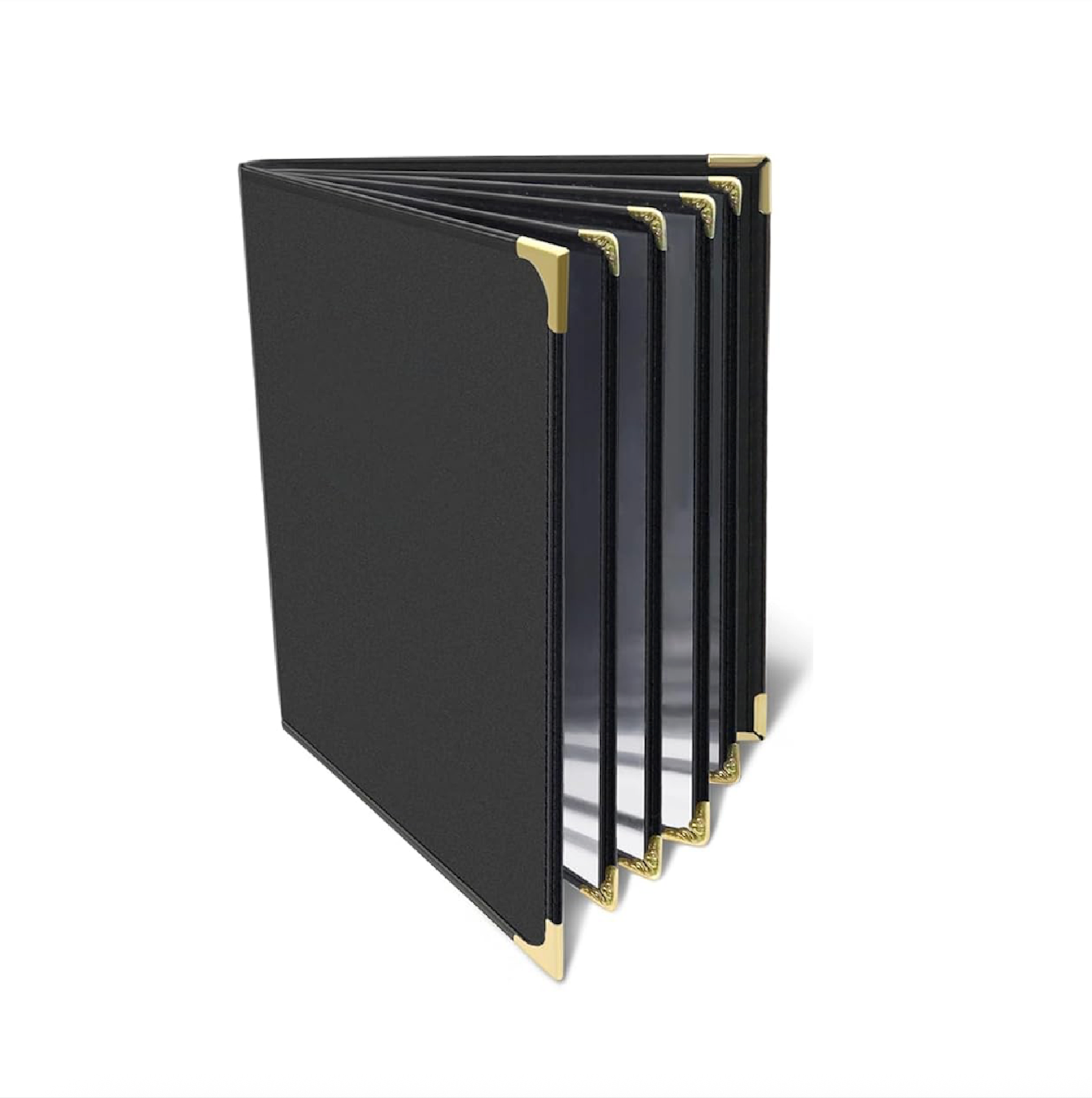 Premium PU Leather with Transparent Sleeves Restaurant Menu Covers, Menu Holder, Cafe Bar Beverage Menu Folder, Clear PVC Menu Cover (6 Page 12 View) A4 Size