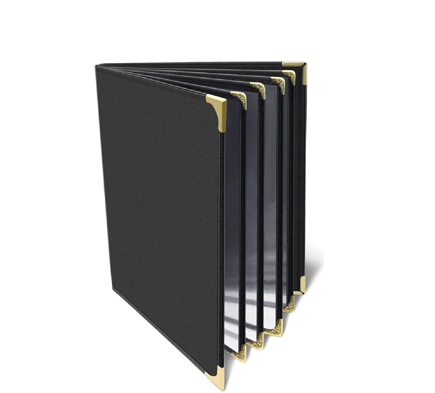 Premium PU Leather with Transparent Sleeves Restaurant Menu Covers, Menu Holder, Cafe Bar Beverage Menu Folder, Clear PVC Menu Cover (6 Page 12 View) A4 Size
