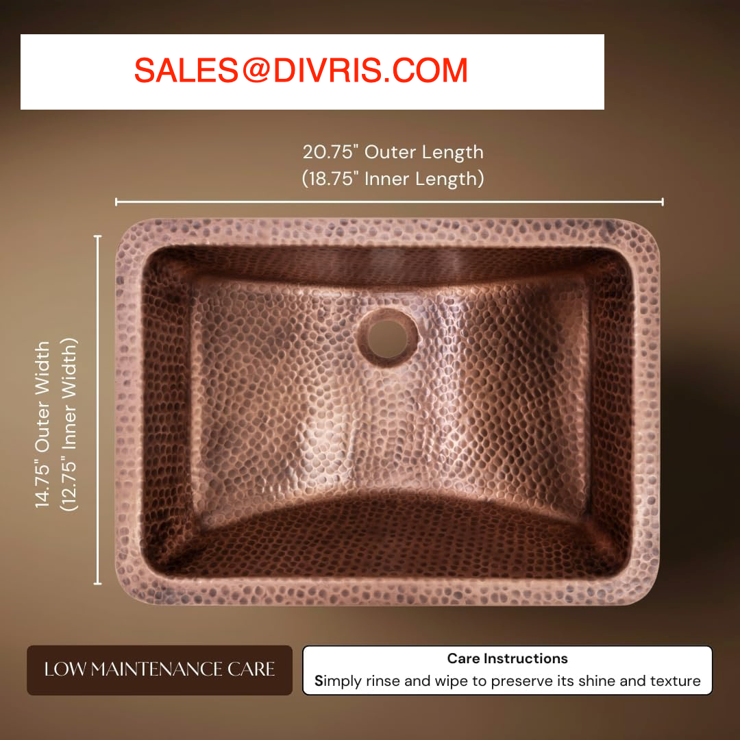 Antique Copper Basin Rectangular - 5 Pcs Set