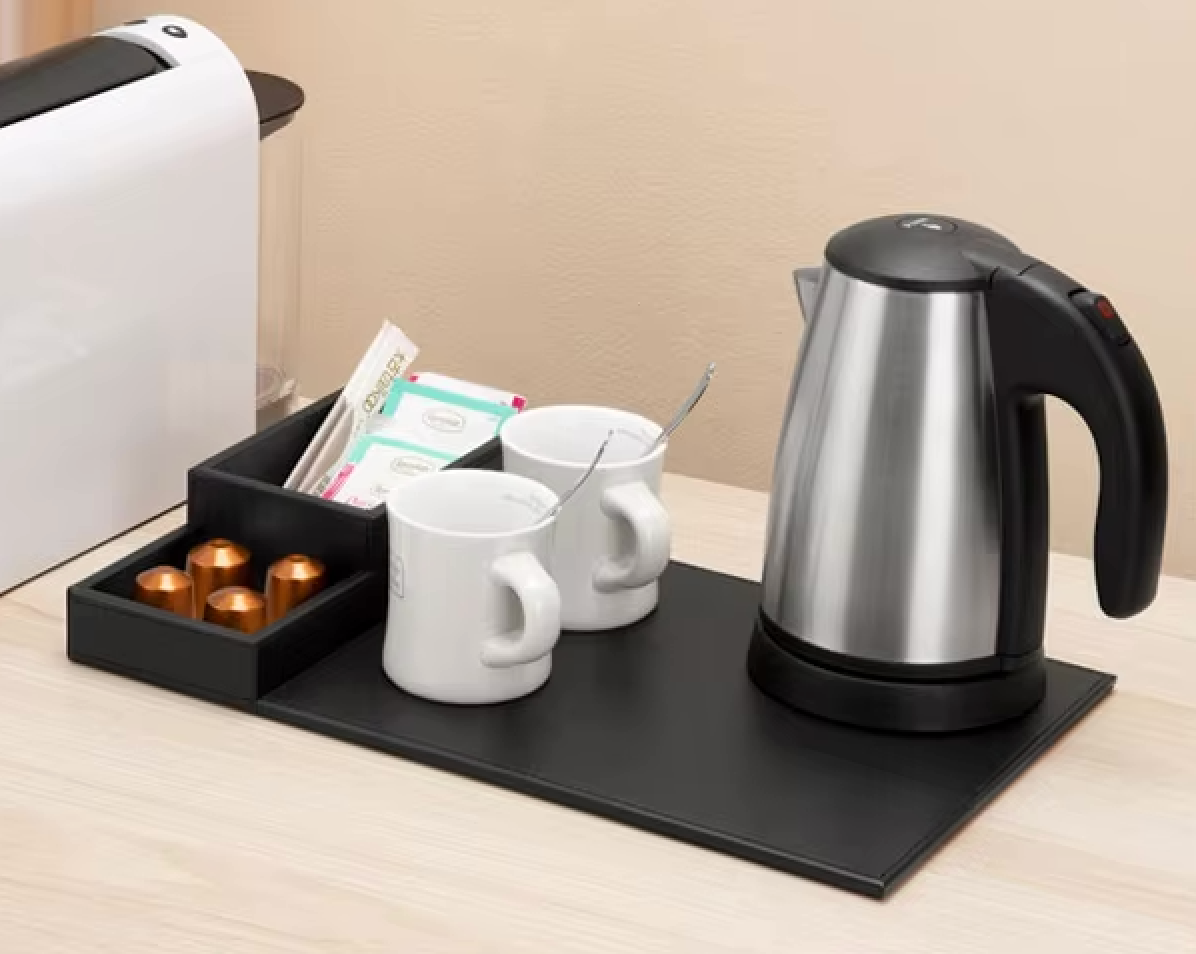 Hotel Welcome Tray With Kettle, Hotel Electric Kettle Leather Tray Set