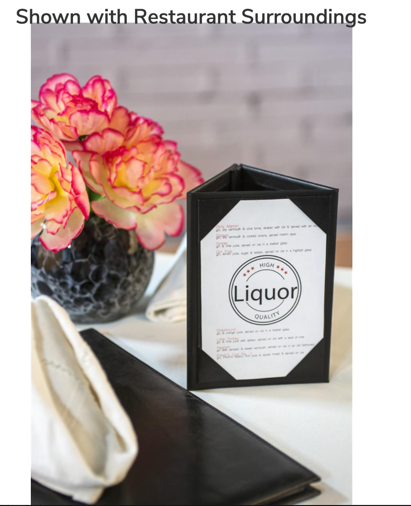 Leather Menu Sign Display Stand for cafes bars or Restaurant Presenter, Menu Holder Menu Covers for Specials or Drinks Black, PU Leather: 4x6"