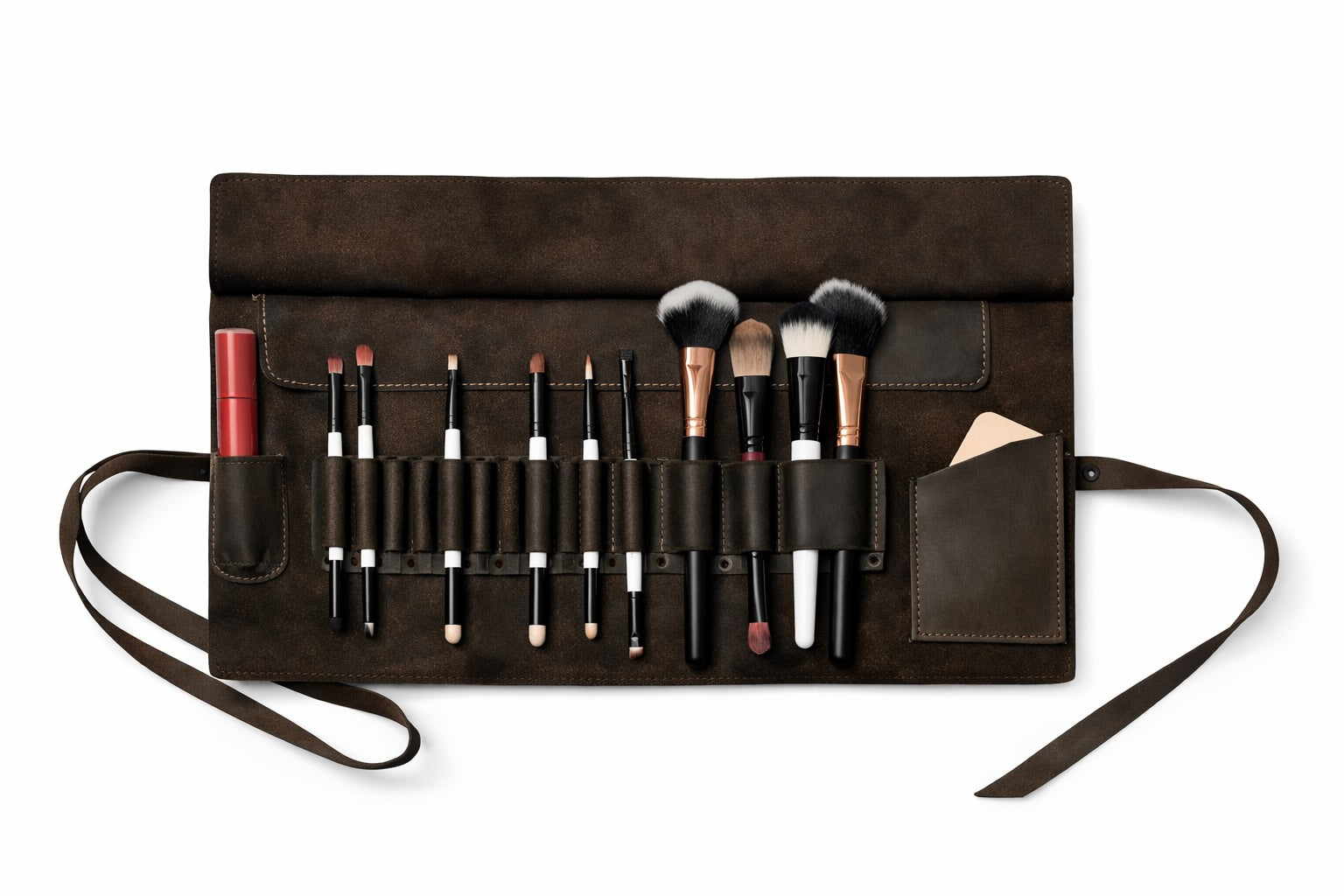 PU Leather makeup brush roll, Leather makeup brush case, Makeup bag brush holder, makeup brush holder travel, Makeup brush organiser