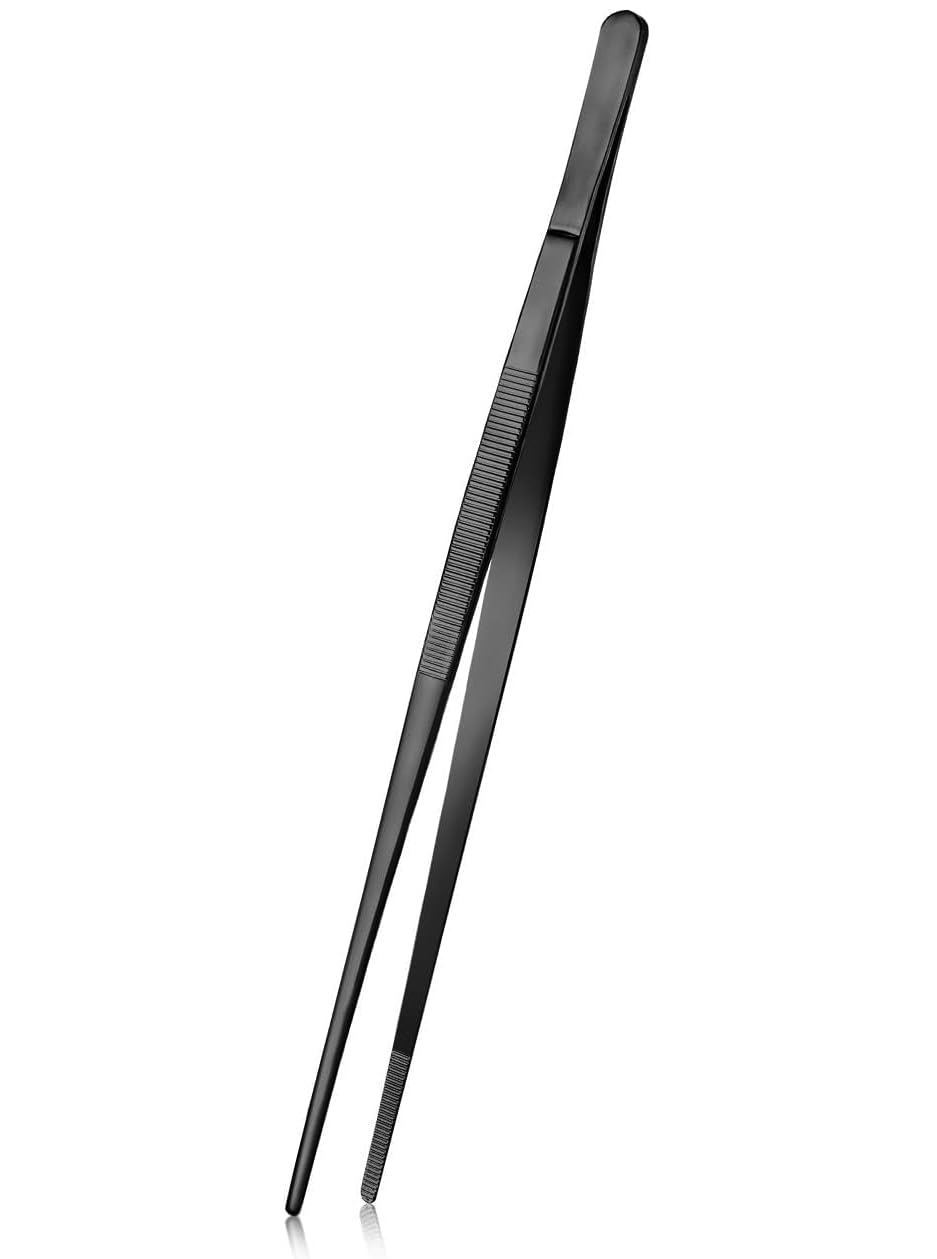 Barbecue Hand Tool, Silver Stainless Steel Food Tongs, Straight Tweezers BBQ Accessories, Seaweed Sushi Kitchen Tongs - 12 Inches - 50 Pcs