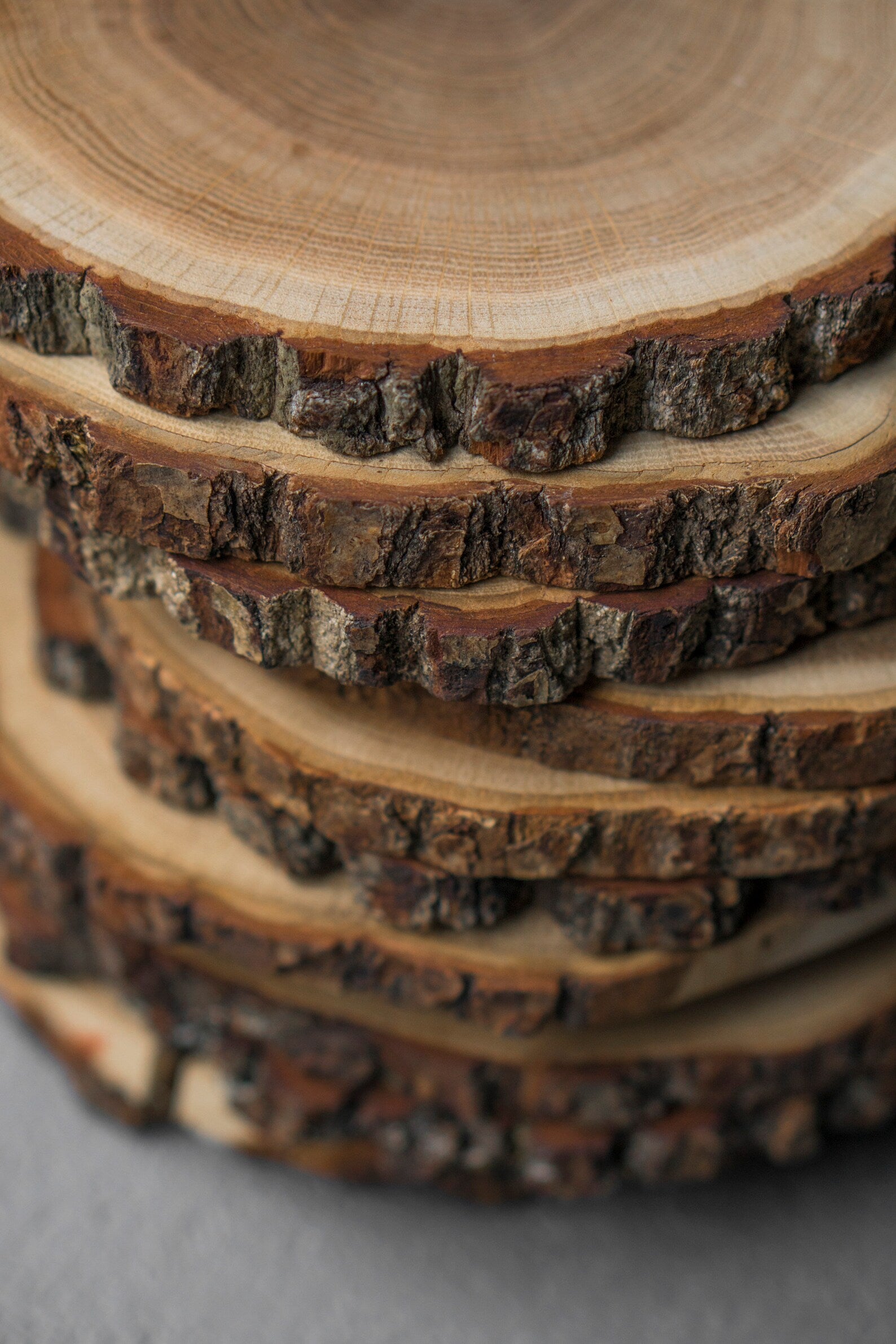 Natural Wood Log Coaster/Slices with Bark, Wood Craft kit, Wooden Coaster, DIY Crafts Coasters Christmas Rustic Wedding Decorations Wooden Handcrafted Coffee Coasters