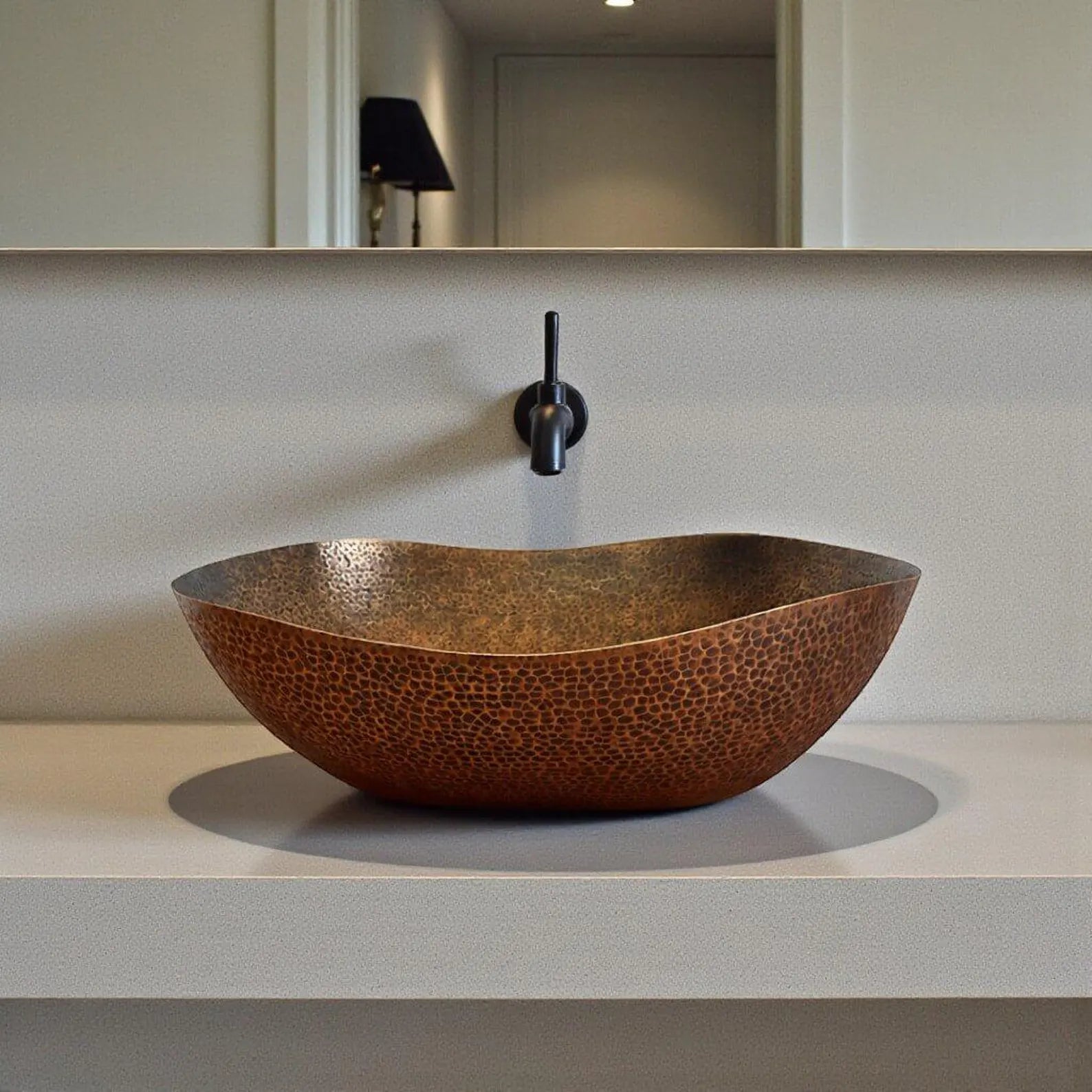 Antique Rustic Oval Copper Basin - 5 Pcs Set