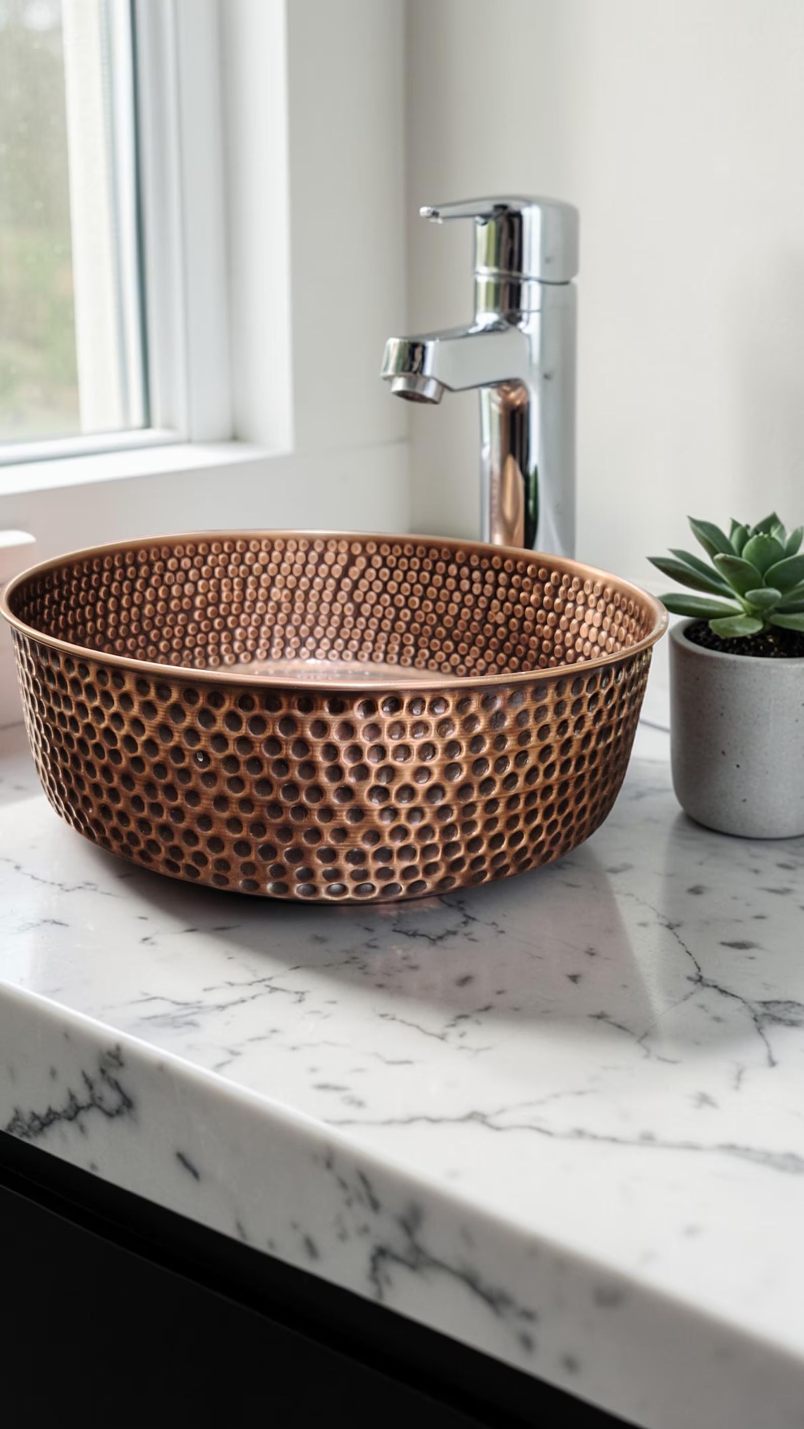 Antique Copper Round Basin - 5 Pcs Set