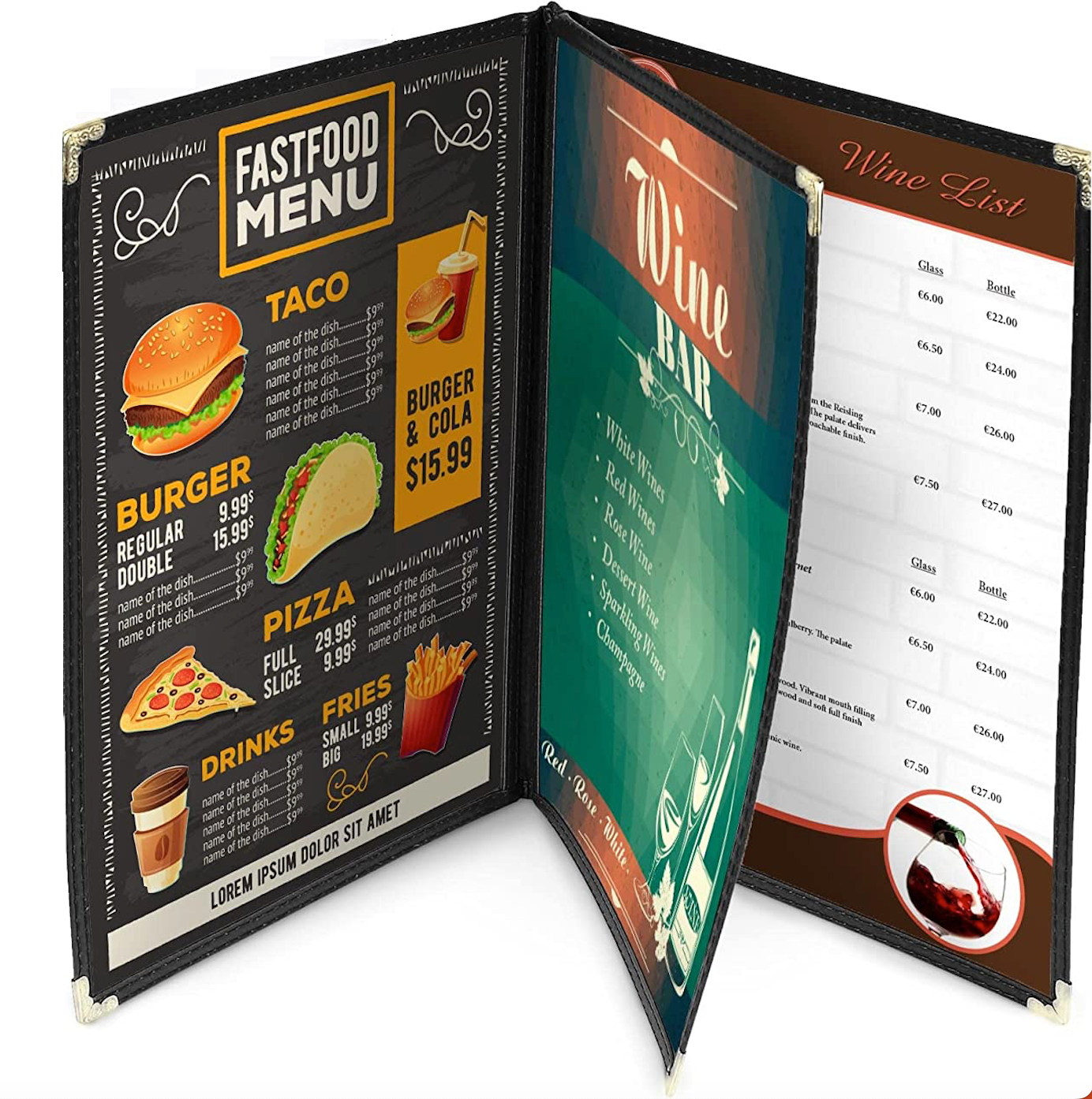 Divris PVC Restaurant Menu Cover, Menu Holder, Cafe Bar Beverage Menu Folder, Clear PVC Menu Folder: 6 View