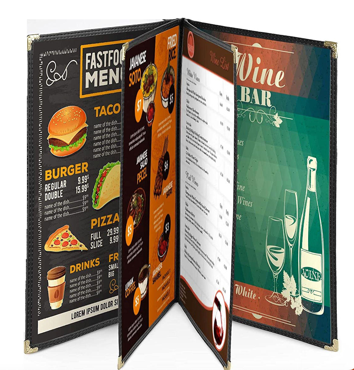 Divris PVC Restaurant Menu Cover, Menu Holder, Cafe Bar Beverage Menu Folder, Clear PVC Menu Folder: 8 View)