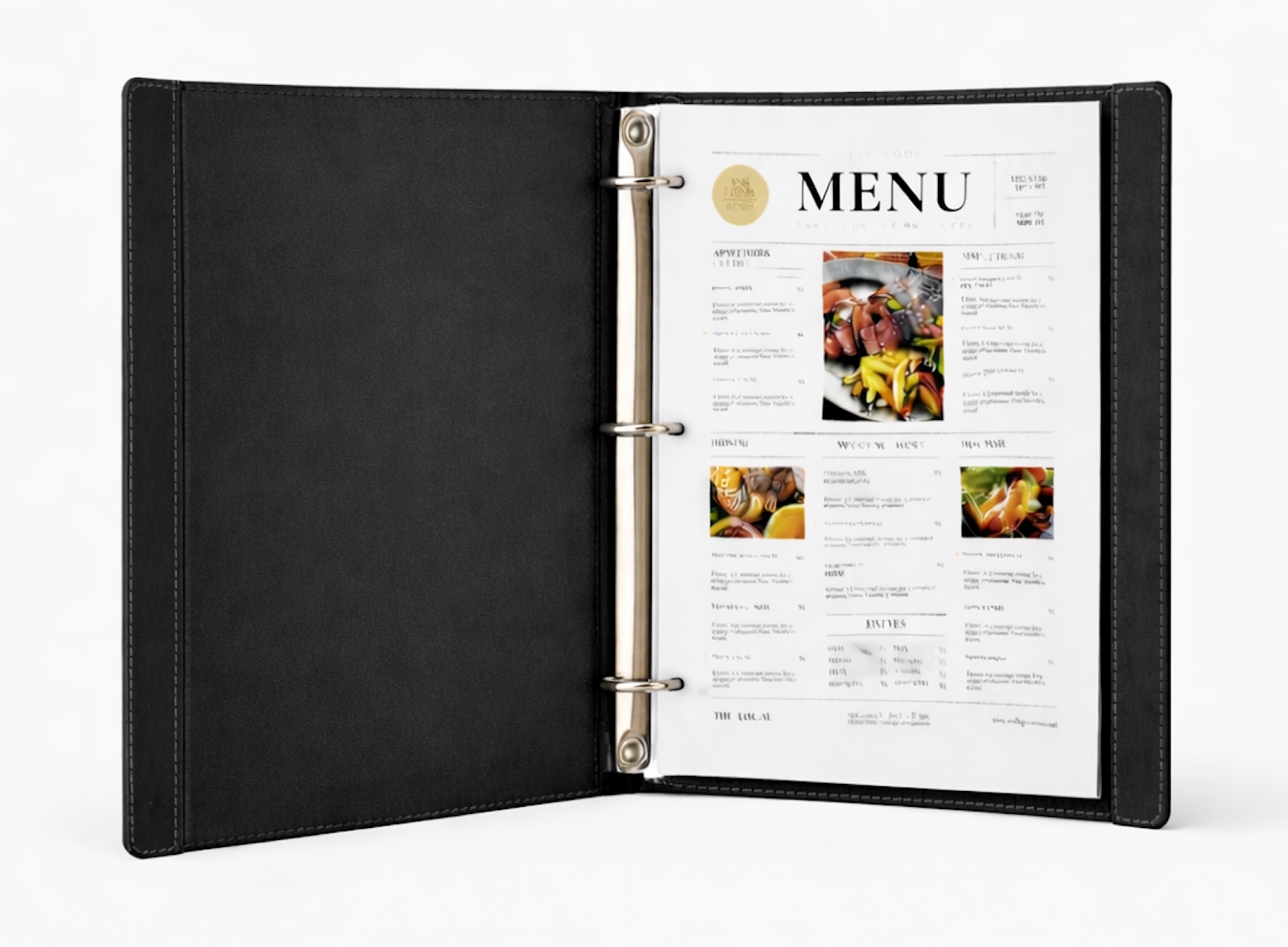 premium Leather Menu Cover with Ring Binder – Professional Restaurant, Hotel & Café Menu Folder for Food, Drink & Wine Lists: A4