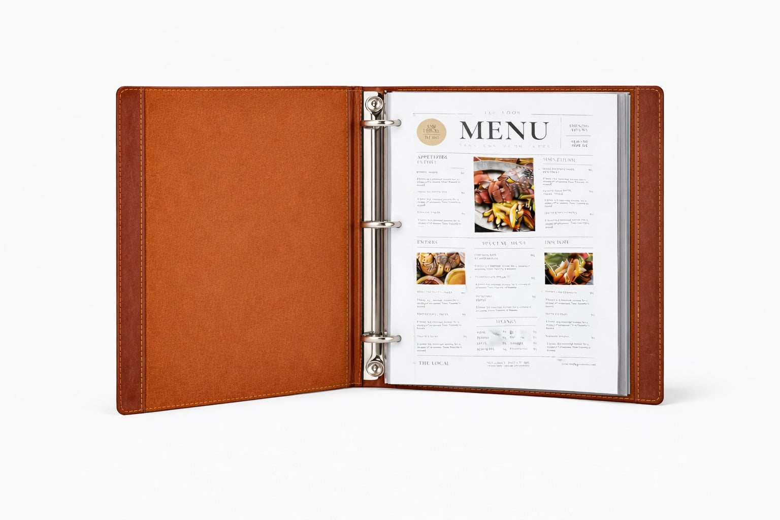 premium Leather Menu Cover with Ring Binder – Professional Restaurant, Hotel & Café Menu Folder for Food, Drink & Wine Lists: A4