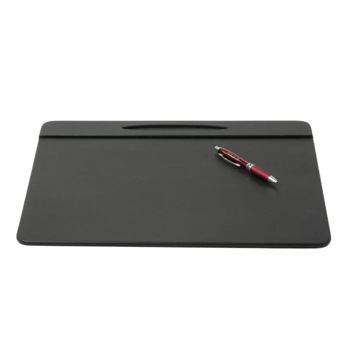 Large Rectangle Desk Writing Pad & Drawing Board with Pen Slot – 18×14" Black Desk Blotter for Hotel Front Desk, Reception, Office & Planner Use