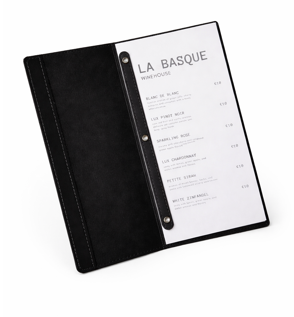 Wine List Folder Premium PU Leather Menu Cover for Bar and Cafe, Restaurant Menu Covers, Juice and Beverage Folder String fitting